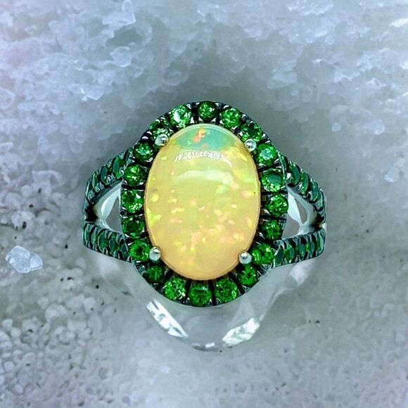 Natural Opal Tsavorite Ring Size 7 14k Gold 5.66 TCW Certified $5,950 300686 - Picture 5 of 17